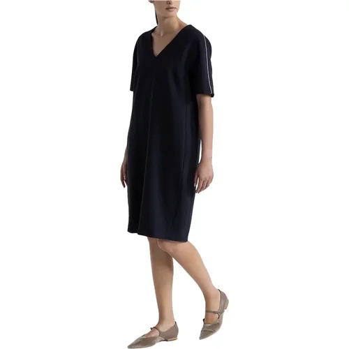 Midi-Kleid mit V-Ausschnitt , Damen, Größe: XS - PESERICO - Modalova