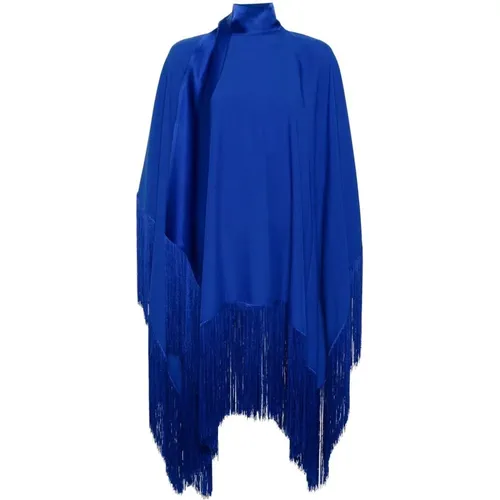 Blaues Cape Shift Kleid mit Fransendetails - Taller Marmo - Modalova