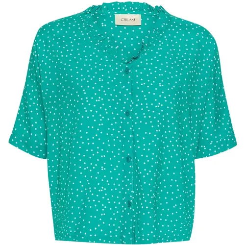 Short Sleeve Shirt with Pine Dot , female, Sizes: 2XL, XL, 3XL, M - Cream - Modalova