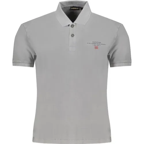 Logo Polo Shirt Grau Baumwolle Kurzarm , Herren, Größe: 2XL - Napapijri - Modalova