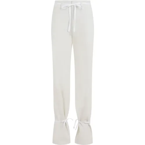 White Cotton Straight Pants With Strings , female, Sizes: XS, S - Lemaire - Modalova