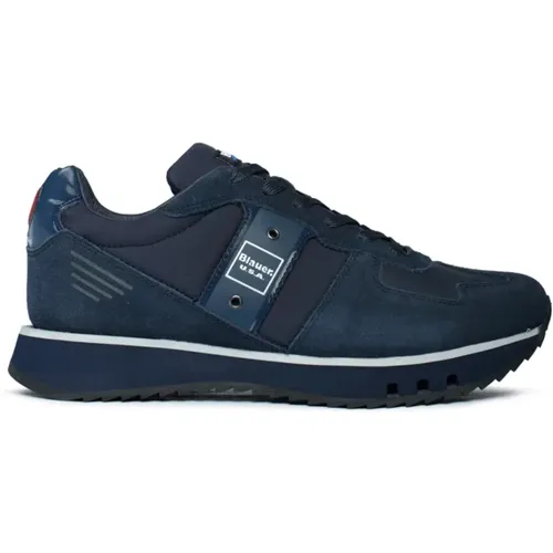 Wildleder- und Nylon-Sneaker für Herren , Herren, Größe: 45 EU - Blauer - Modalova