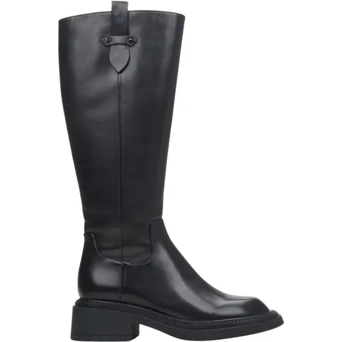 Damen Schwarze Leder Weitschaftstiefel Er00114317 , Damen, Größe: 38 EU - Estro - Modalova