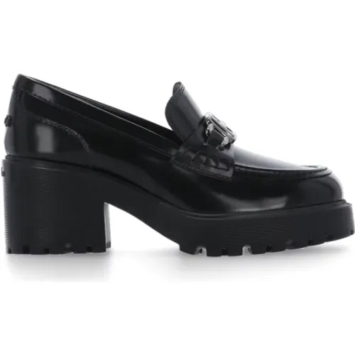 Leather Loafers with Metallic Logo Accessory , female, Sizes: 7 UK, 6 1/2 UK - Hogan - Modalova