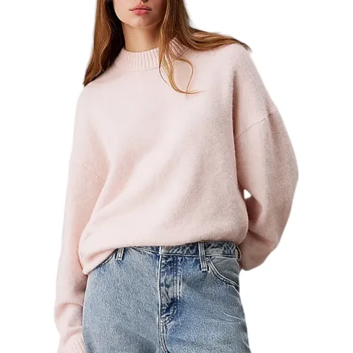 Strukturierter Lockerer Rosa Pullover , Damen, Größe: M - Calvin Klein - Modalova