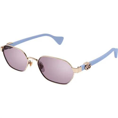 Gold Sunglasses with Original Case , female, Sizes: 56 MM - Gucci - Modalova