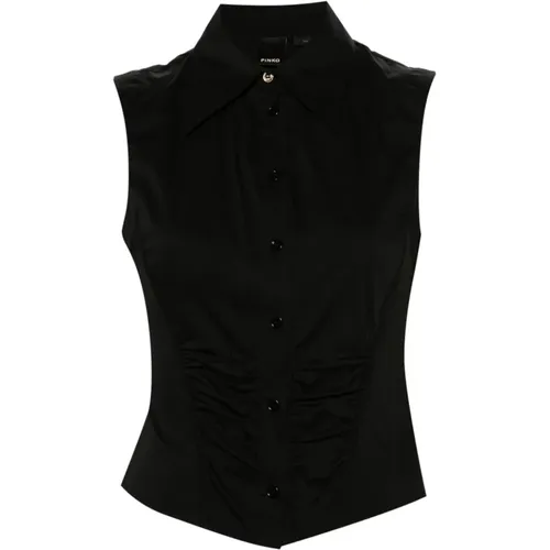 Sleeveless Poplin Shirt , female, Sizes: L, M - pinko - Modalova