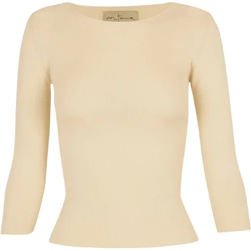 Ivory Long Sleeve Silk Blend Top , female, Sizes: M, XL, L, XS, 2XL, S - Cortana - Modalova