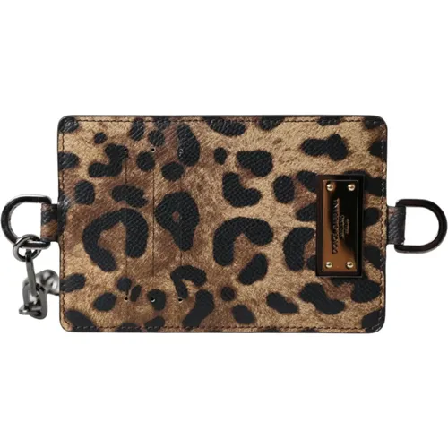 Leopard Print Card Holder Wallet , female, Sizes: ONE SIZE - Dolce & Gabbana - Modalova