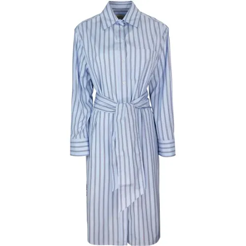 Blaues Gestreiftes Midi-Hemd Kleid , Damen, Größe: S - Max Mara - Modalova