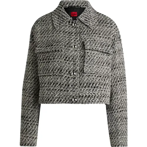 Silber Detail Cropped Bouclé Jacke - Hugo Boss - Modalova