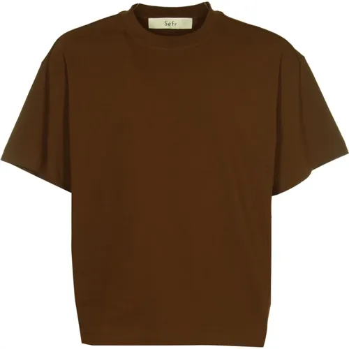 Vielseitiges Braun Baumwoll T-Shirt für Männer , Herren, Größe: L - Séfr - Modalova