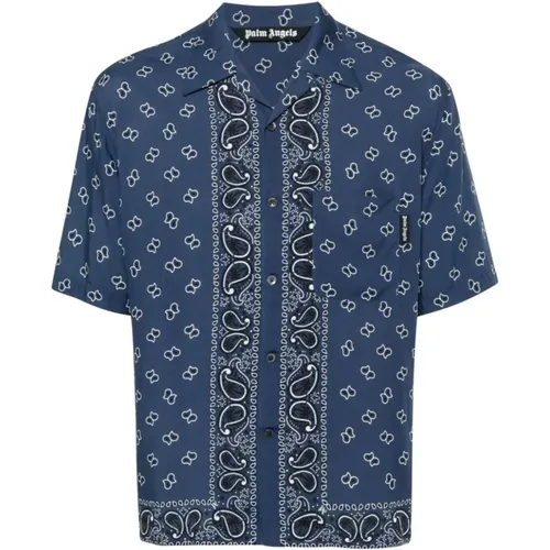 Blaues Paisley Print Hemd - Palm Angels - Modalova