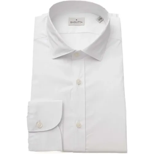 Elegantes schmal geschnittenes weißes Hemd mit französischem Kragen , Herren, Größe: 3XL - Bagutta - Modalova