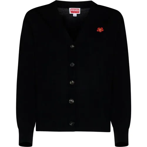 Schwarzer Pullover mit Boke Flower Motif , Damen, Größe: L - Kenzo - Modalova