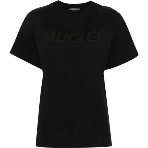 Schwarzes Baumwoll-Jersey-Top , Damen, Größe: XS - Mugler - Modalova