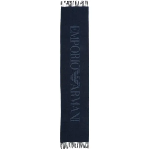 Multicolour Wool Scarf with Fringes , male, Sizes: ONE SIZE - Emporio Armani - Modalova