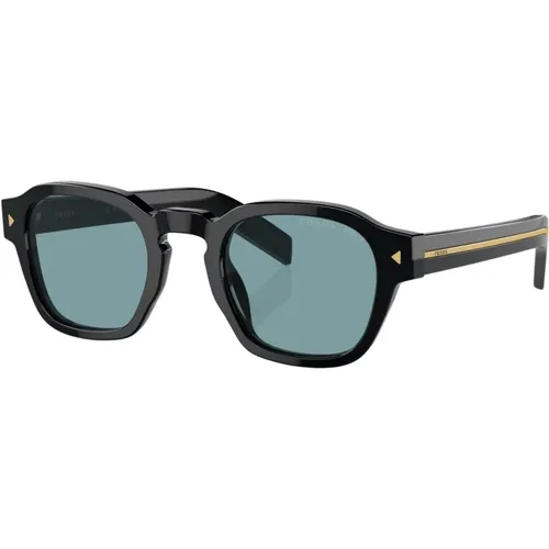 Stylische Sonnenbrille in Schwarz/Lichtblau , Herren, Größe: 49 MM - Prada - Modalova