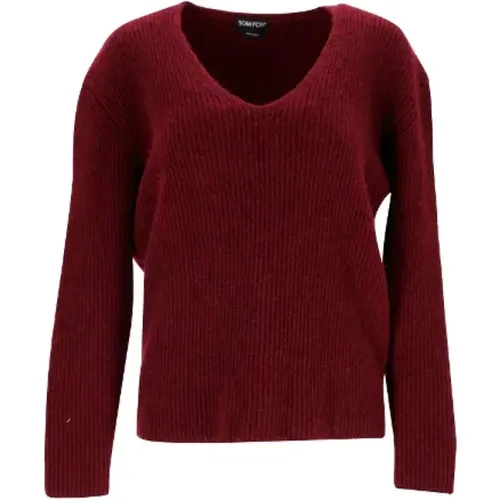 Roter Woll V-Ausschnitt Pullover - Tom Ford Pre-owned - Modalova