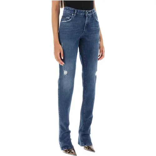 Slim Fit Trompetensaum Jeans , Damen, Größe: M - Dolce & Gabbana - Modalova