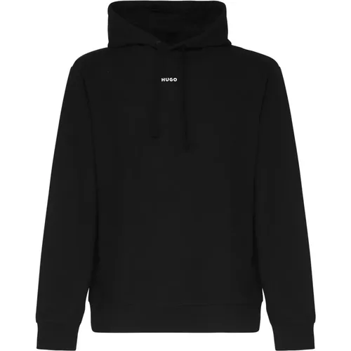 Schwarzer Baumwoll-Kapuzenpullover Logo - Hugo Boss - Modalova