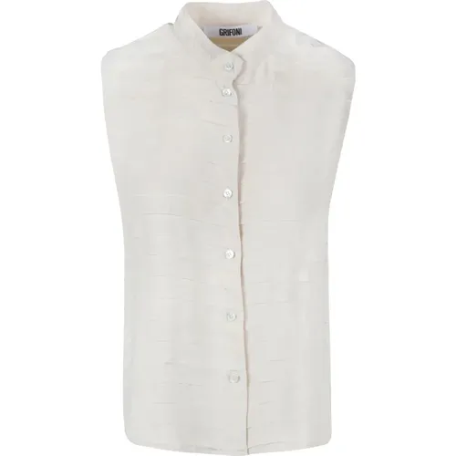 Silk Blend Sleeveless Shirt , female, Sizes: XS, S - Mauro Grifoni - Modalova