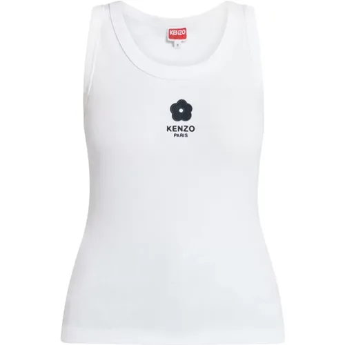 Sleeveless Tops,Besticktes Logo Weiße Top,Weiße Damenbluse - Kenzo - Modalova