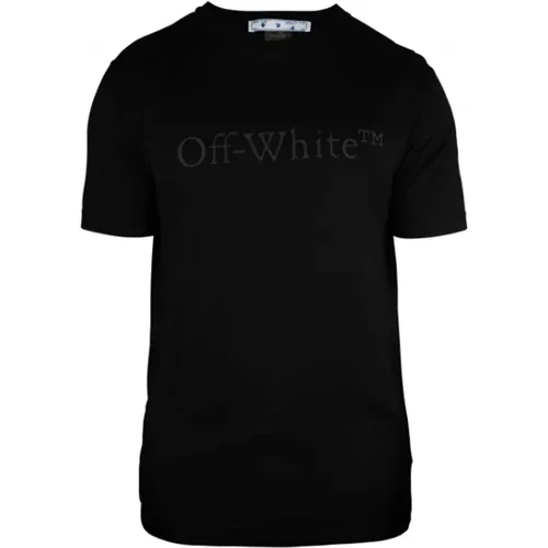 Schwarzes T-Shirt mit geprägtem Logo , Herren, Größe: L - Off White - Modalova