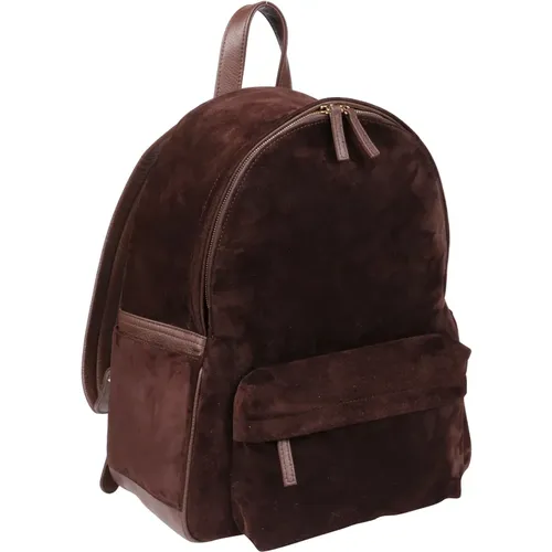 Suede Backpack with Iconic Zip Detail , male, Sizes: ONE SIZE - Eleventy - Modalova