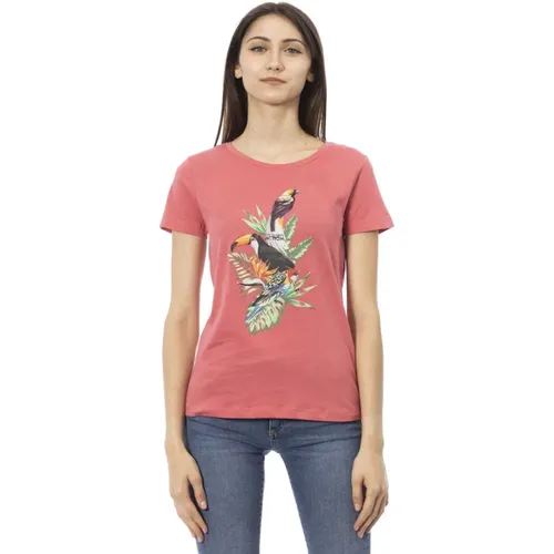 Kurzarm Rundhals T-Shirt , Damen, Größe: L - Trussardi - Modalova