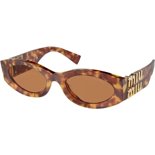 Havana/Braune Sonnenbrille , Damen, Größe: 54 MM - Miu Miu - Modalova