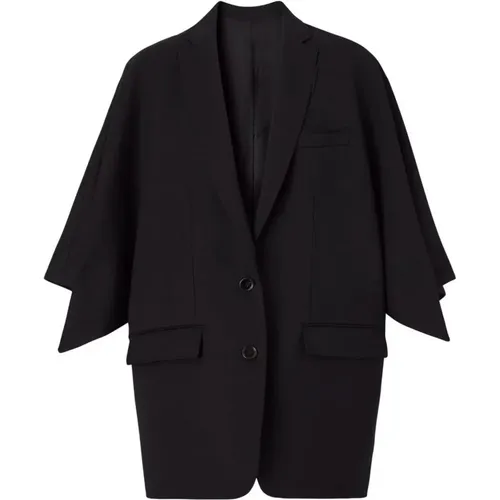 Wool Tailored Blazer with Cape Sleeves , female, Sizes: S - Burberry - Modalova