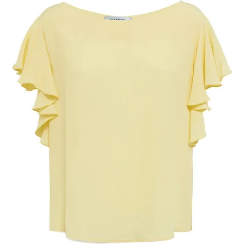 Gelbes T-Shirt und Polo , Damen, Größe: S - Blugirl - Modalova