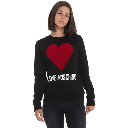 Sweatshirt mit Rundhalsausschnitt und Logo , Damen, Größe: 2XS - Love Moschino - Modalova