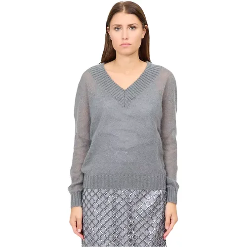 Weicher und warmer V-Ausschnitt Pullover aus Wolle und Mohair , Damen, Größe: 2XS - Federica Tosi - Modalova