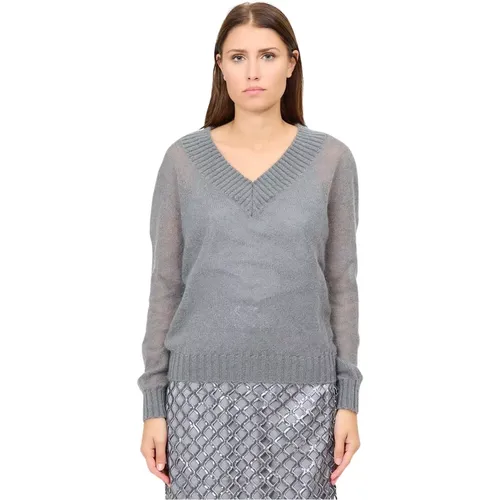 Weicher und warmer V-Ausschnitt Pullover aus Wolle und Mohair , Damen, Größe: XS - Federica Tosi - Modalova