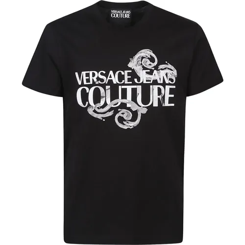 T-Shirts,Weißes Watercolor Logo T-Shirt - Versace Jeans Couture - Modalova