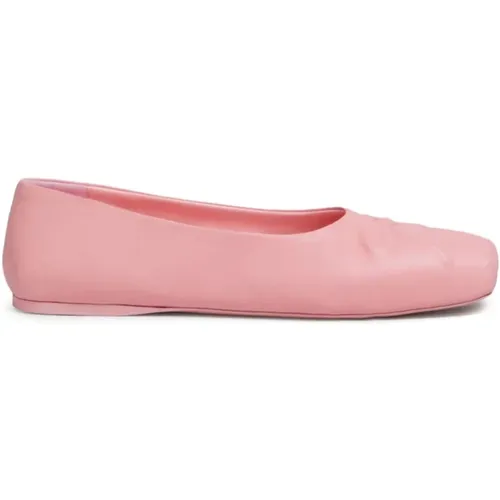 Rose Leather Flat Shoes , female, Sizes: 5 1/2 UK - Marni - Modalova