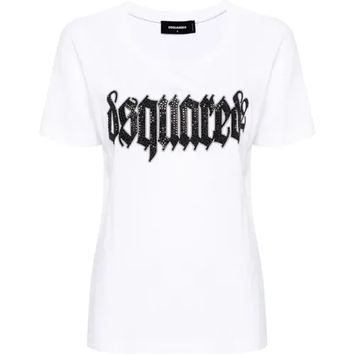 Logo Baumwoll T-Shirt , Damen, Größe: S - Dsquared2 - Modalova