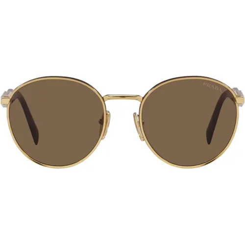 Metal Phantos Sunglasses with Dark Brown Lenses , unisex, Sizes: 54 MM - Prada - Modalova