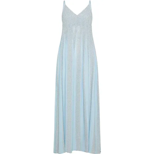 Polka Dot Viscose Maxi Dress with Pleats , female, Sizes: L, XS - Seventy - Modalova
