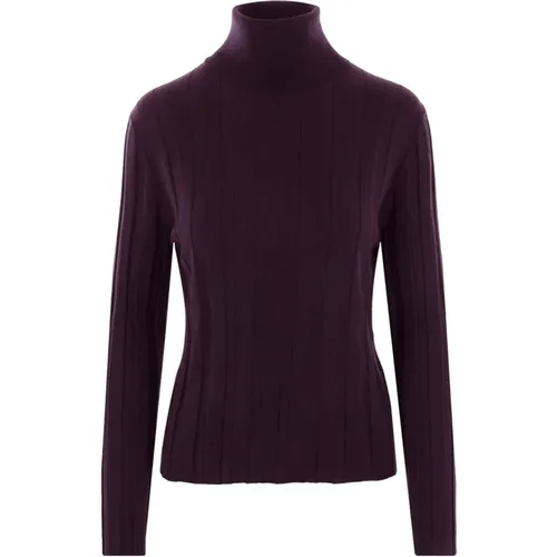 Bordeaux Ribbed Sweater , female, Sizes: M - allude - Modalova