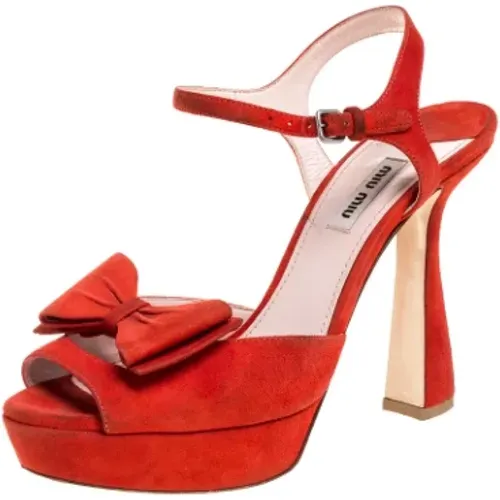 Pre-owned Wildleder sandals , Damen, Größe: 39 EU - Miu Miu Pre-owned - Modalova