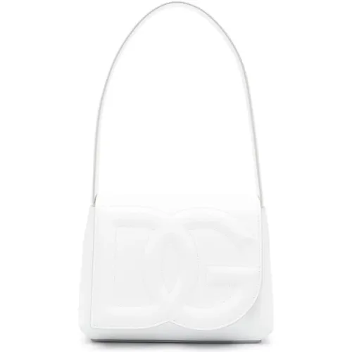Weiße Leder-Schultertasche mit Logo - Dolce & Gabbana - Modalova