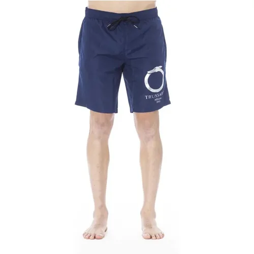 Blaue Logo Print Badehose , Herren, Größe: M - Trussardi - Modalova