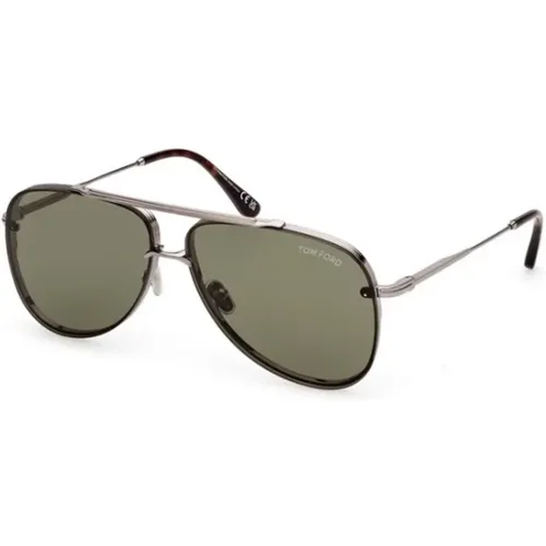 Grüne Linse Shiny Light Ruthenium Sonnenbrille - Tom Ford - Modalova