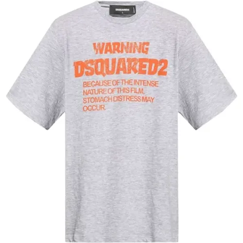 Grey Logo Print T-Shirt , male, Sizes: M, L, 2XL, XL - Dsquared2 - Modalova