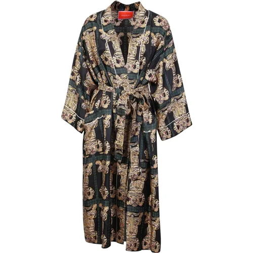 Exotic Tiger Print Silk Kimono , female, Sizes: M - La DoubleJ - Modalova
