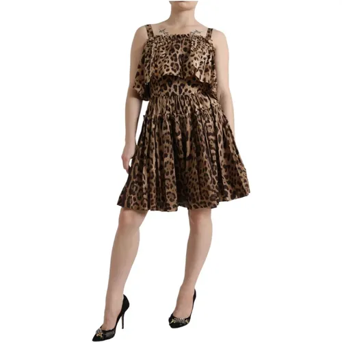Leopardenmuster A-Linien Kleid - Dolce & Gabbana - Modalova