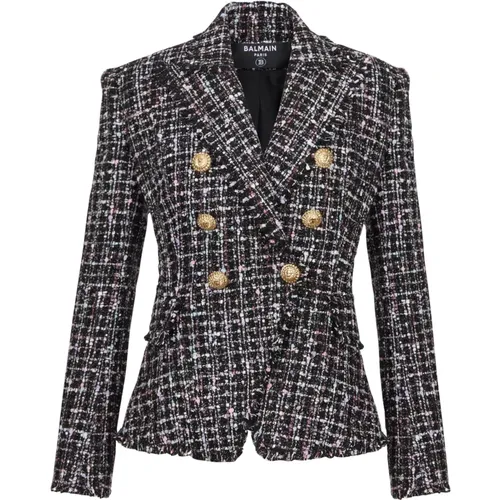 Button tweed jacket , female, Sizes: XS, S - Balmain - Modalova